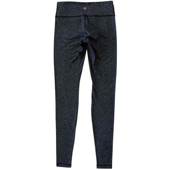Lululemon Wunder Under Tight Leggings Luon Knit 30'' Inseam Size 6 Black & Grey - Picture 2 of 9